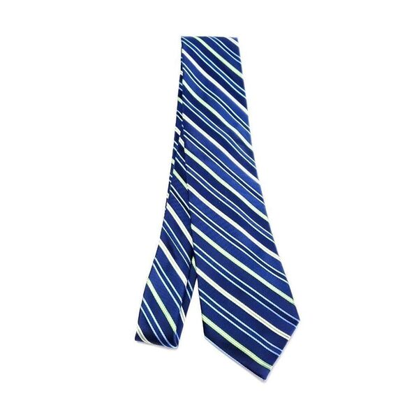 Chaps Blue Green Silk Tie Woven Striped‎ - Picture 6 of 6